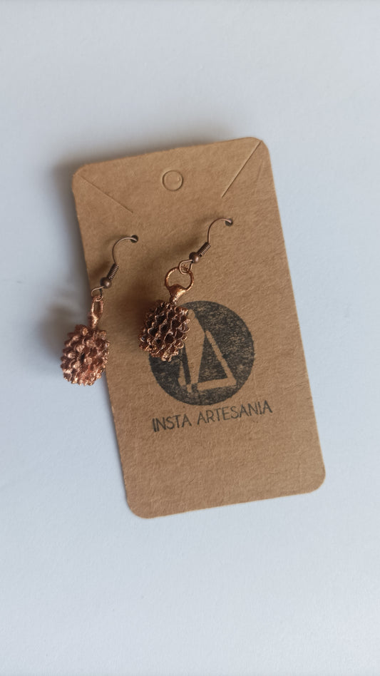 Pendientes de piña - Joyería botánica electroformada en cobre
