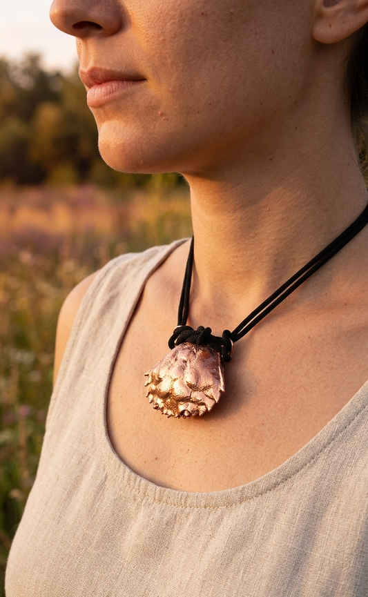 Colgante de cobre cangrejo - Joyería marina electroformada